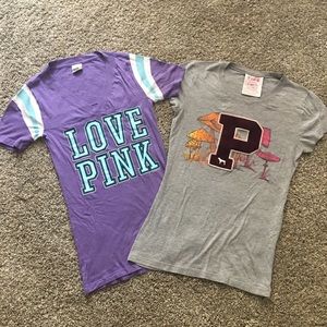 2 Victoria Secret pink shirts t shirt top